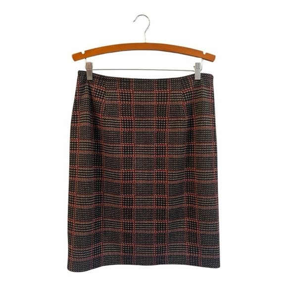 Gerry Weber Knit Skirt Pull On Elastic Waist Academia Wool Size 10 Plaid - Picture 1 of 4